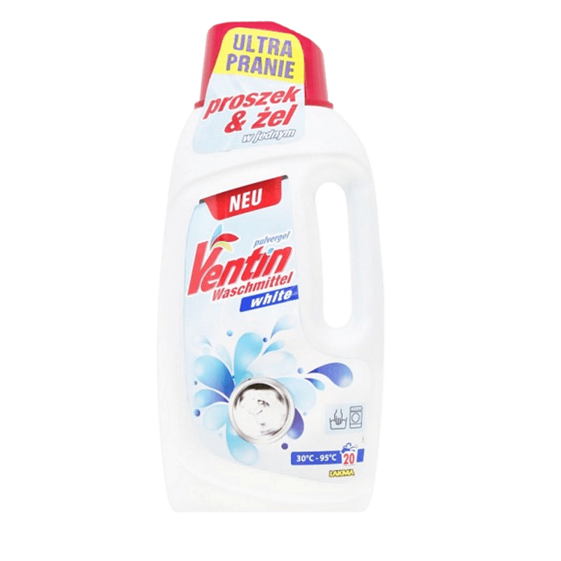 Ventin White – Перилен препарат 2в1 (Прах + Гел) за бяло пране, 20 пранета